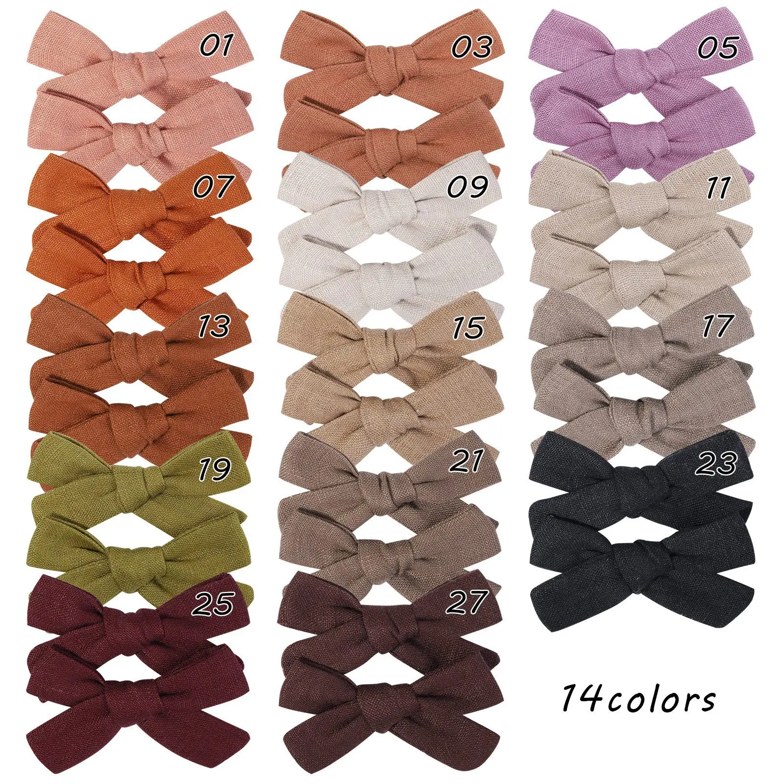 Top Trends: 2pc / lot New Linen Cotton Hair Bow Children Baby Girls Hair Clips Hair Bow Hairpins Solid Color Kids Hair Accessories Barrettes Shoppable Styles