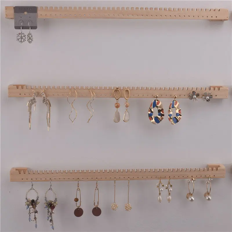 Top Trends: Wooden Wall Mounted Jewelry Rack Necklace Hanging Display Stands Earring Ring Hook Up Organizer Storage Holders Retail Shop Show Shoppable Styles