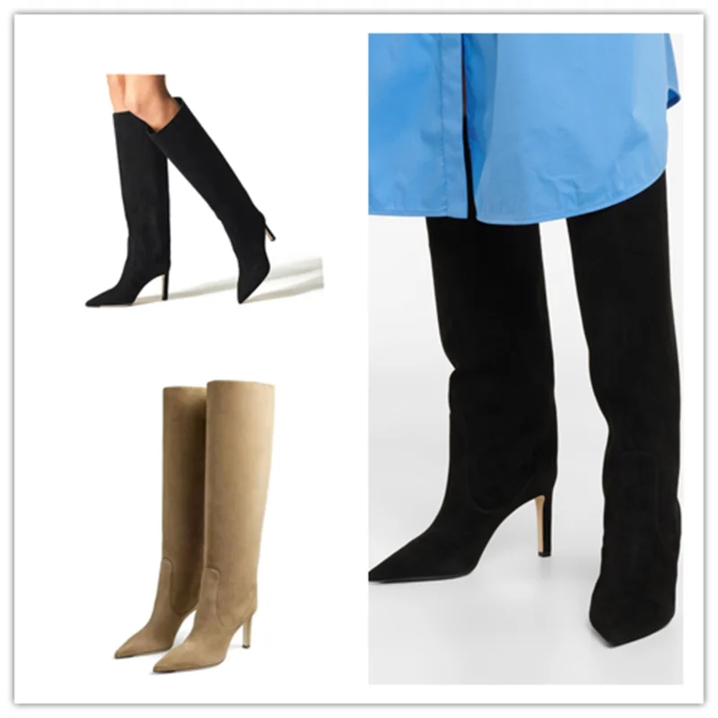 Top Trends: Women's New Suede Knee Boots Pointed Toe Stiletto Boots Fashion Fashion Week Noble Sleeve Plus Size Women's Boots Shoppable Styles