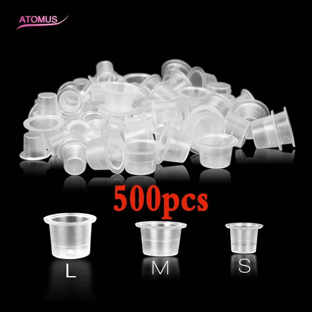 Top Trends: Mix 500pcs S / M / L Tattoo Ink Cup Cap Disposable Plastic Microblading Accessories Supply Pigment Clear Holder Rack Container Shoppable Styles