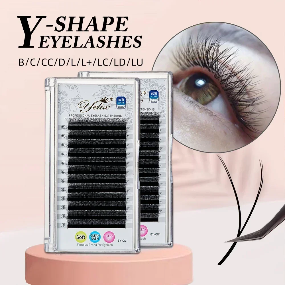 Top Trends: Yelix Y Eyelashes Extension 7-17mm Soft Brazilian Cilia And LU Curl Two Tip Volume Fan Lash Extension Supplies Faux Cils YY Lash Shoppable Styles