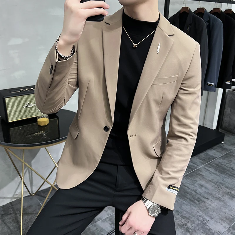 Top Trends: 2023 Brand Mens Casual Blazers Autumn Spring Fashion Slim Suit Jacket Men Blazer Masculino Clothing Vetement Homme Plus Size 4XL Shoppable Styles