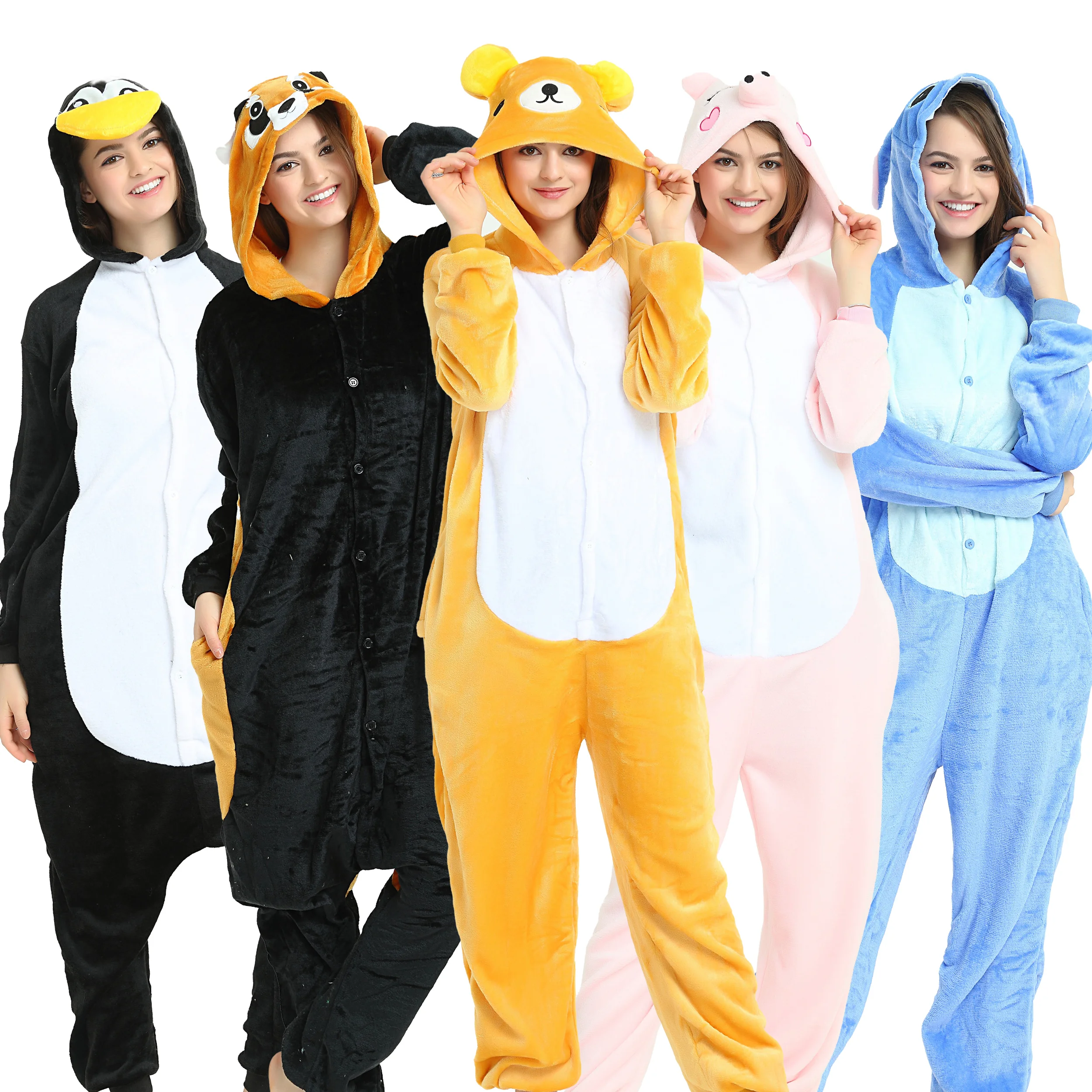 Top Trends: Cartoon Animal Onesie Pajamas Stitch Cosplay Costumes Kigurumi Donkey Panda Flannel Unisex Nightwear Costumes For Adults Kids Shoppable Styles