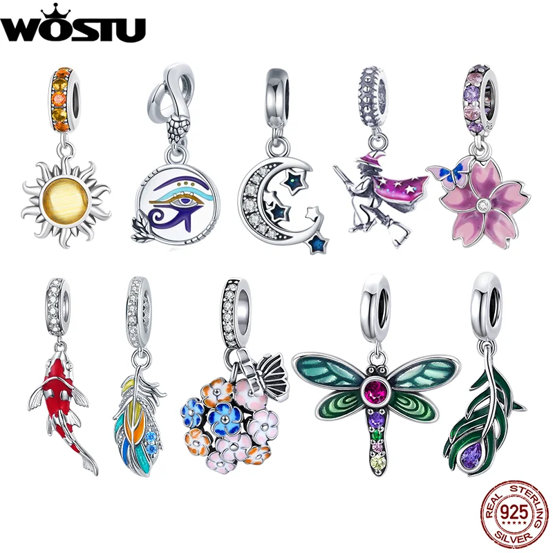 Top Trends: WOSTU 925 Sterling Silver Dreamcatcher Charm Koi Fish Dangle Heart Travel Pendant Fit Original Bracelet For Women Fine Jewelry Shoppable Styles