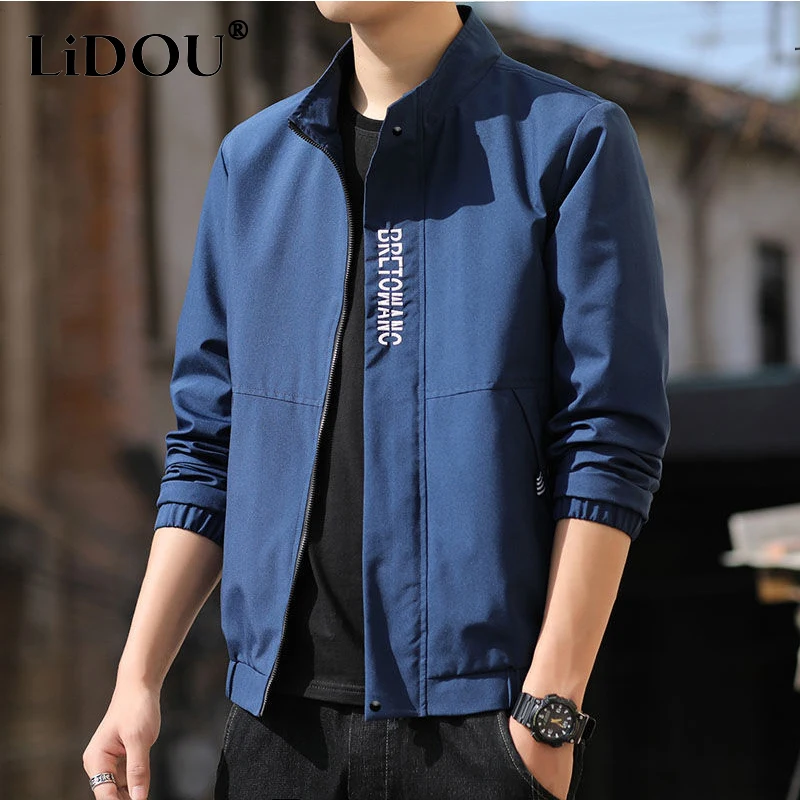 Top Trends: New Korean Loose Casual Men's Jacket With Hood Long Sleeve Tops Man Pockets Letter Printed Coats Outwear Solid Y2K Male Clothing Shoppable Styles