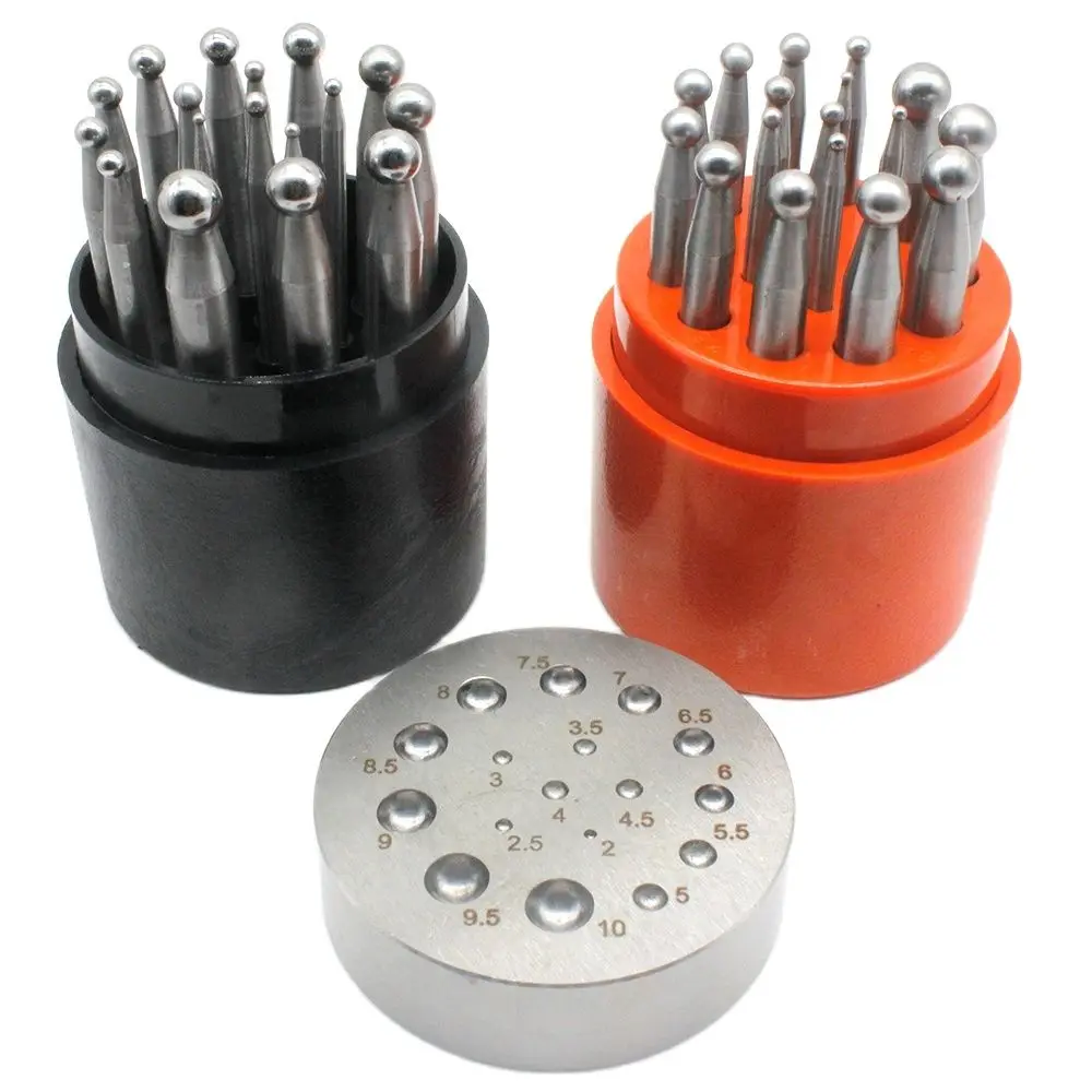 Top Trends: 17PCS Punches Set Dapping Block For Metal Forming Doming Jewelry Smithing Tool Shoppable Styles