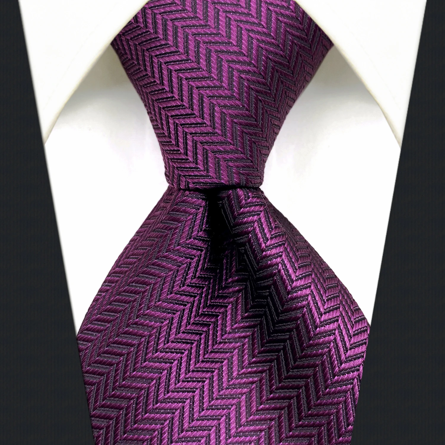 Top Trends: C11 Purple Solid Silk Mens Necktie Set Wedding Classic Ties For Male Dress Accessory Hanky Extra Long Size Shoppable Styles - Image 2