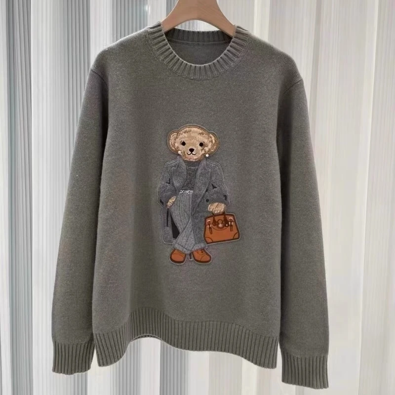 Top Trends: Luxury Brand Design Bear Sweater For Women Knit Pullover 2023 Winter Outfits Ladies Jerseys Tops Coat Pulls Woman Clothes Shoppable Styles