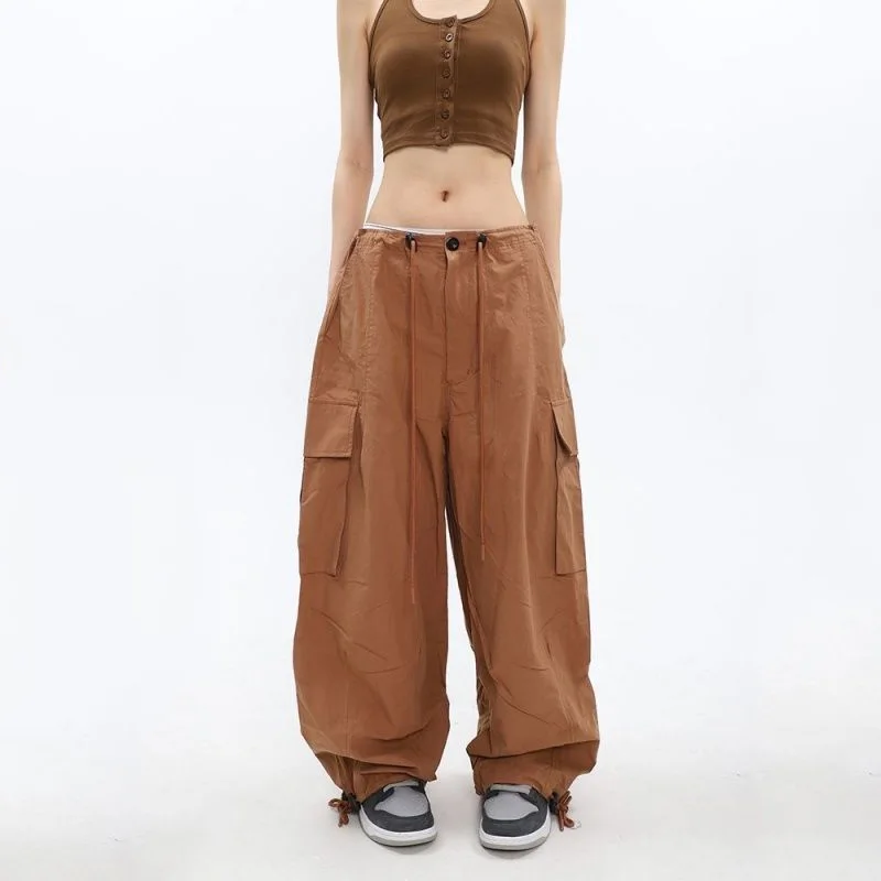 Top Trends: Hip Hop Oversize Solid Cargo Pants Women Streetwear Fashion Drawstring Loose Wide Leg Harajuku Jogging Sports Casual Trousers Shoppable Styles