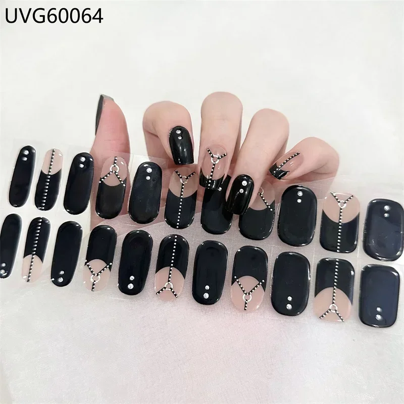 Top Trends: Semi-Cured Gel Nail Patch Simple Color Adhesive Waterproof Long Lasting Halloween Nail Stickers UV Lamp Need Nail Decoration Shoppable Styles