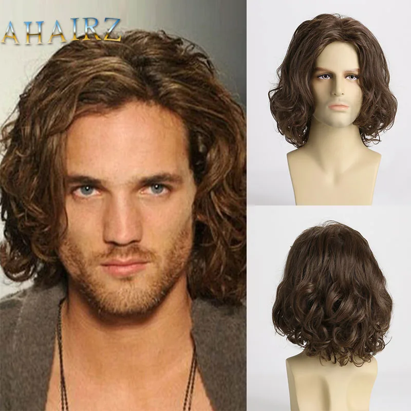 Top Trends: Men&#039;s Short Synthetic Wig Natural Brown Curly Hair Soft Fluffy Wig Daily Party Wig Heat Resistant For Man Shoppable Styles