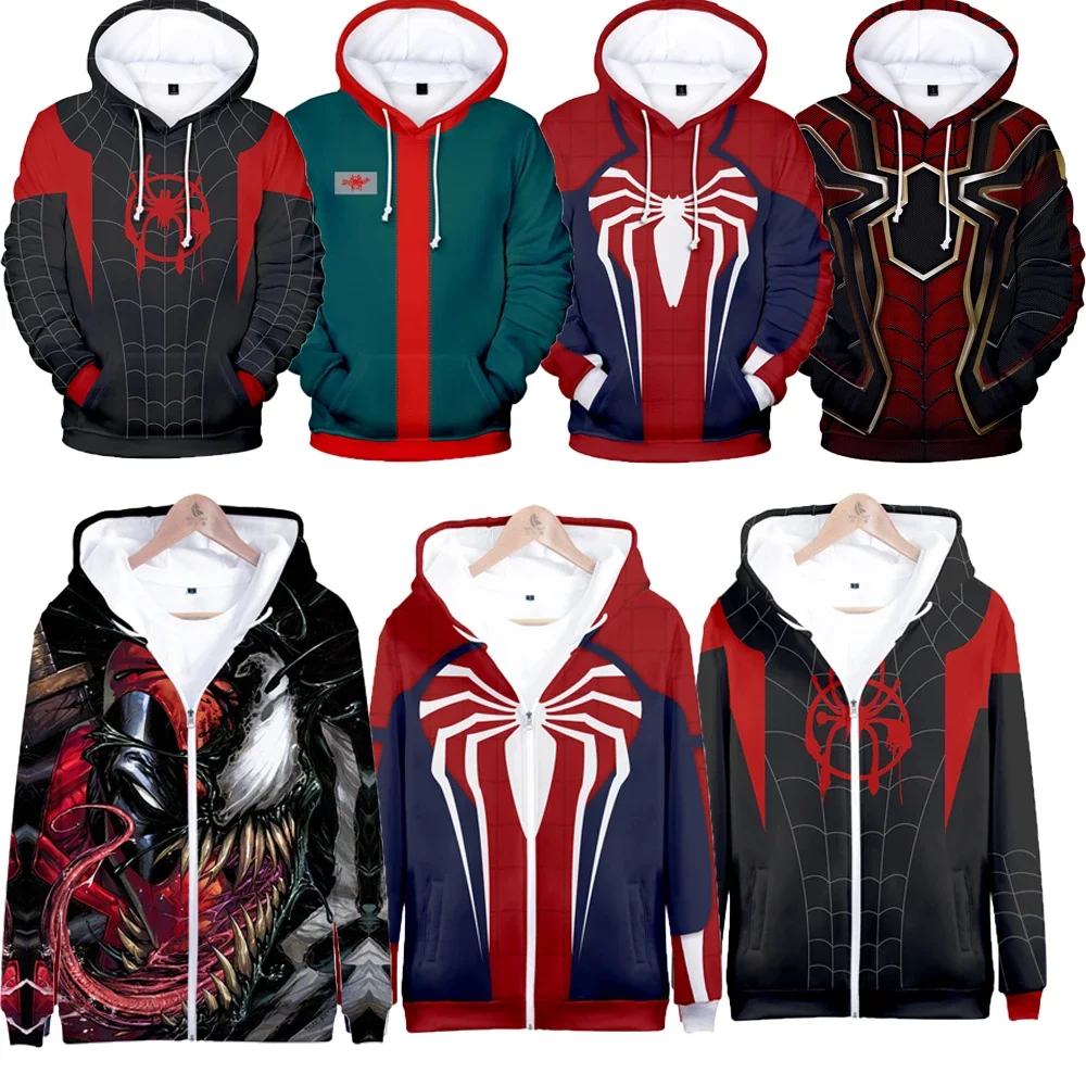 Top Trends: Kids Spider Sweatshirts 3D Into The Spider-Verse Mens Hoodies Zipper Peter Parker Miles Morales Hoodie Boys Gift Shoppable Styles