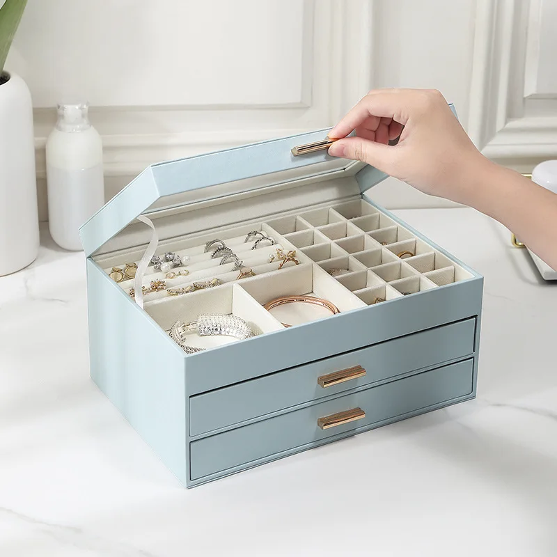 Top Trends: Newly Jewelry Organizer Display S / L3Layers Jewelry Box Portable Travel Jewelry Case Boxes Button Leather Storage Jewelers Joyero Shoppable Styles