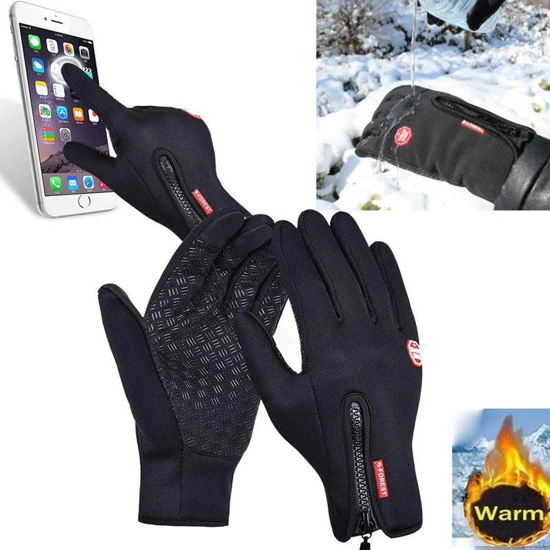 Top Trends: Winter Thermal Gloves Touchscreen Windproof Cycling Cold Glove For Men Women Warm Non-Slip Outdoor Driving Zipper Sport Gloves Shoppable Styles - Image 5