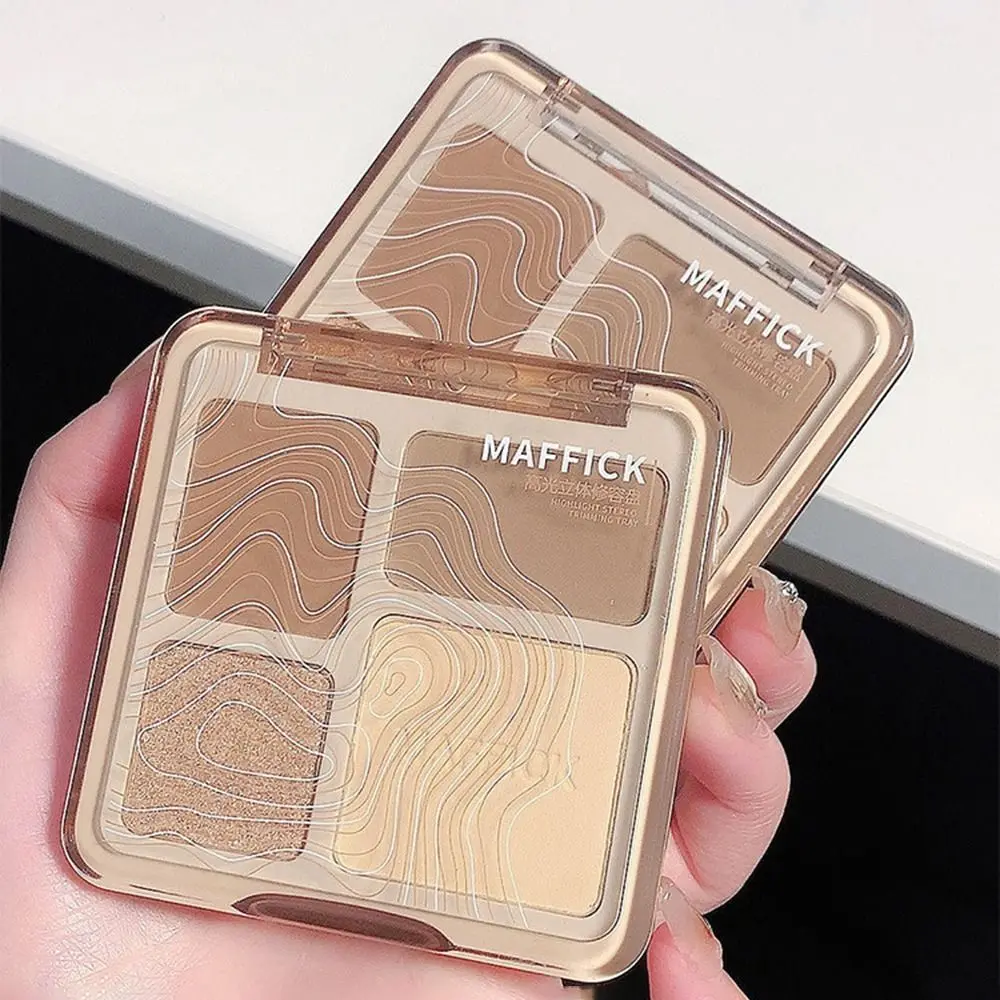 Top Trends: Long-Lasting Four-colour Shading Palette Matte Natural Makeup Tool Stereoscopic Integrated Highlighter Contour Palette Women Shoppable Styles