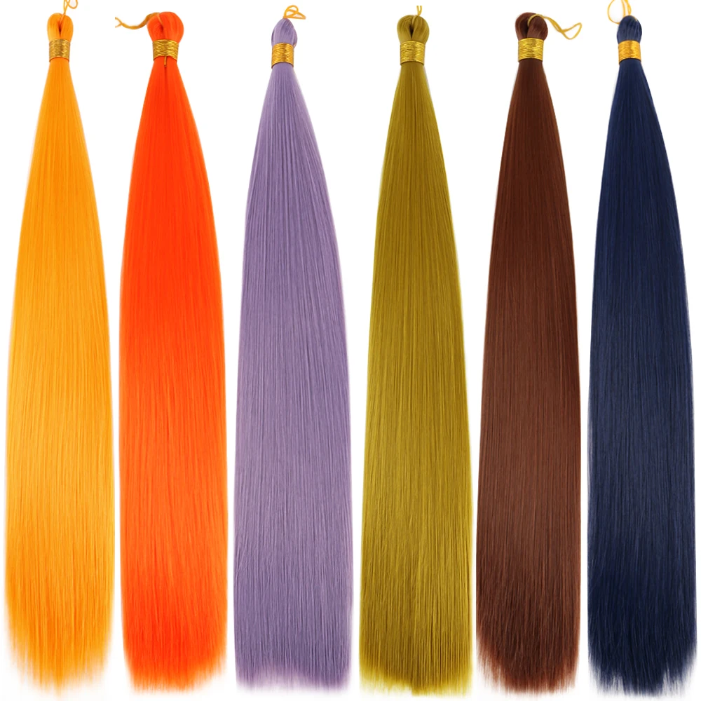 Top Trends: Synthetic Silky Straight Hair Bundle Colorful Soft Natural Braiding Hair Bulk Fake Fiber Salon Hair Extension For Women Shoppable Styles