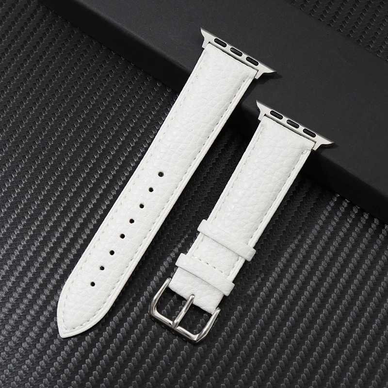 Top Trends: Litchi Grain Leather Watchband For Apple Watch 38 / 40 / 41mm Women Strap For Iwatch Ultra 8 7 6 SE 5 4 3 Men Band 42 / 44 / 45 / 49mm Shoppable Styles