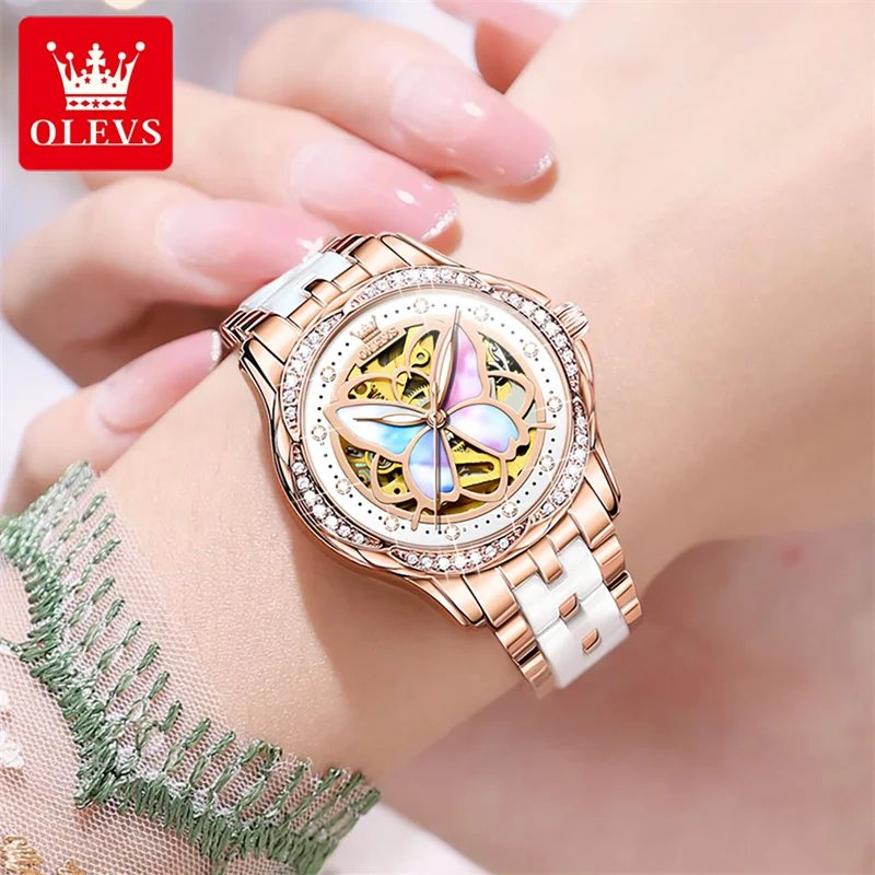 Top Trends: OLEVS Automatic Mechanical Women Watch Luxury Brand Fashion Ladies Watch Elegant Rose Gold Wristwatch Casual Female Montre Femme Shoppable Styles