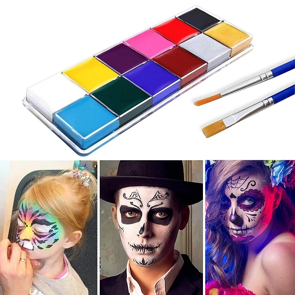 Top Trends: Face Body 12 Colors Oil Painting Paint Pigment Non Toxic Safe Kids Flash Tattoo Painting Art Halloween Cosplay Party Shoppable Styles