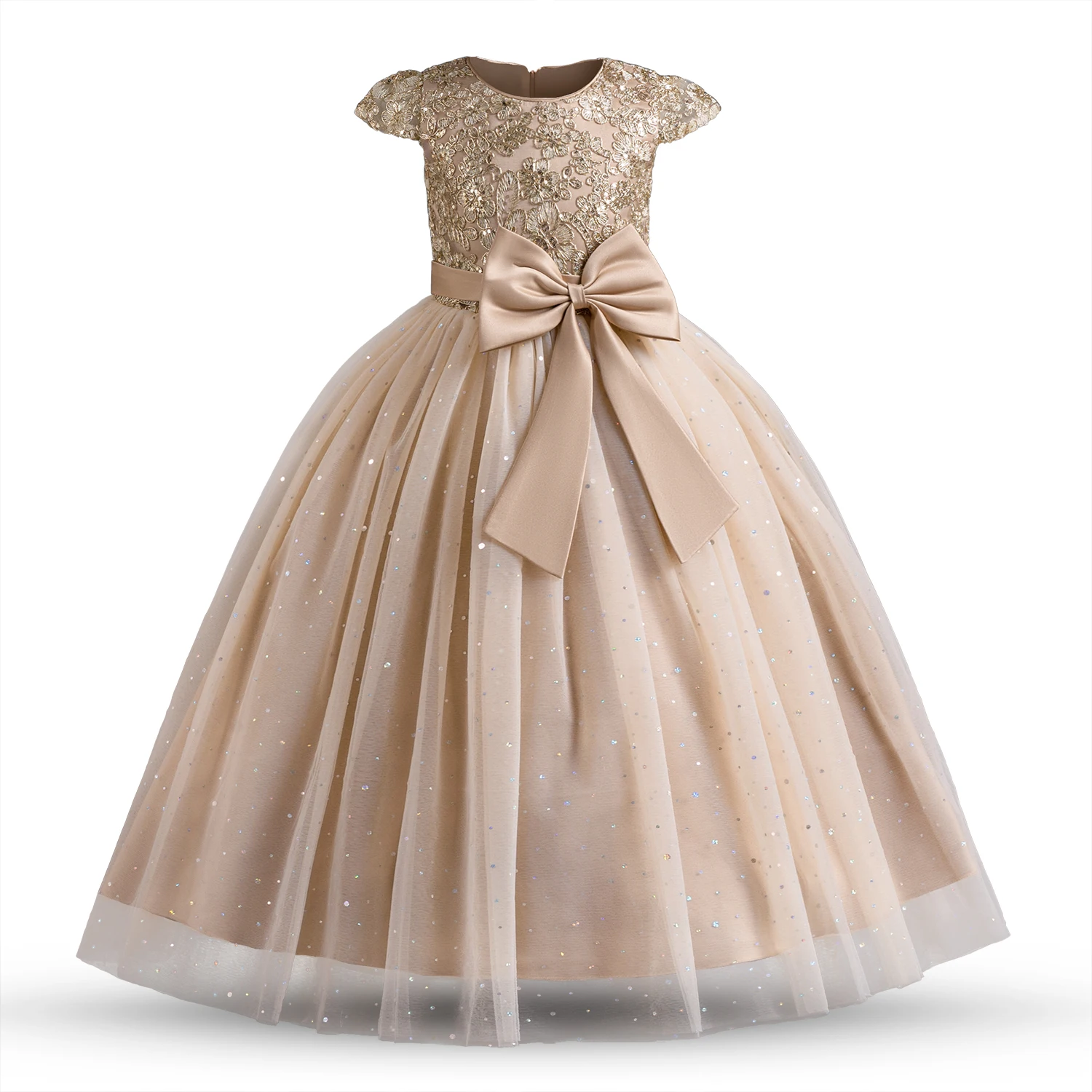 Top Trends: Vintage Flower Party Dresses For Girls Formal Wedding Children Bow Bridesmaid Princess Kid Dress For Girl Chrismas Gown Vestidos Shoppable Styles