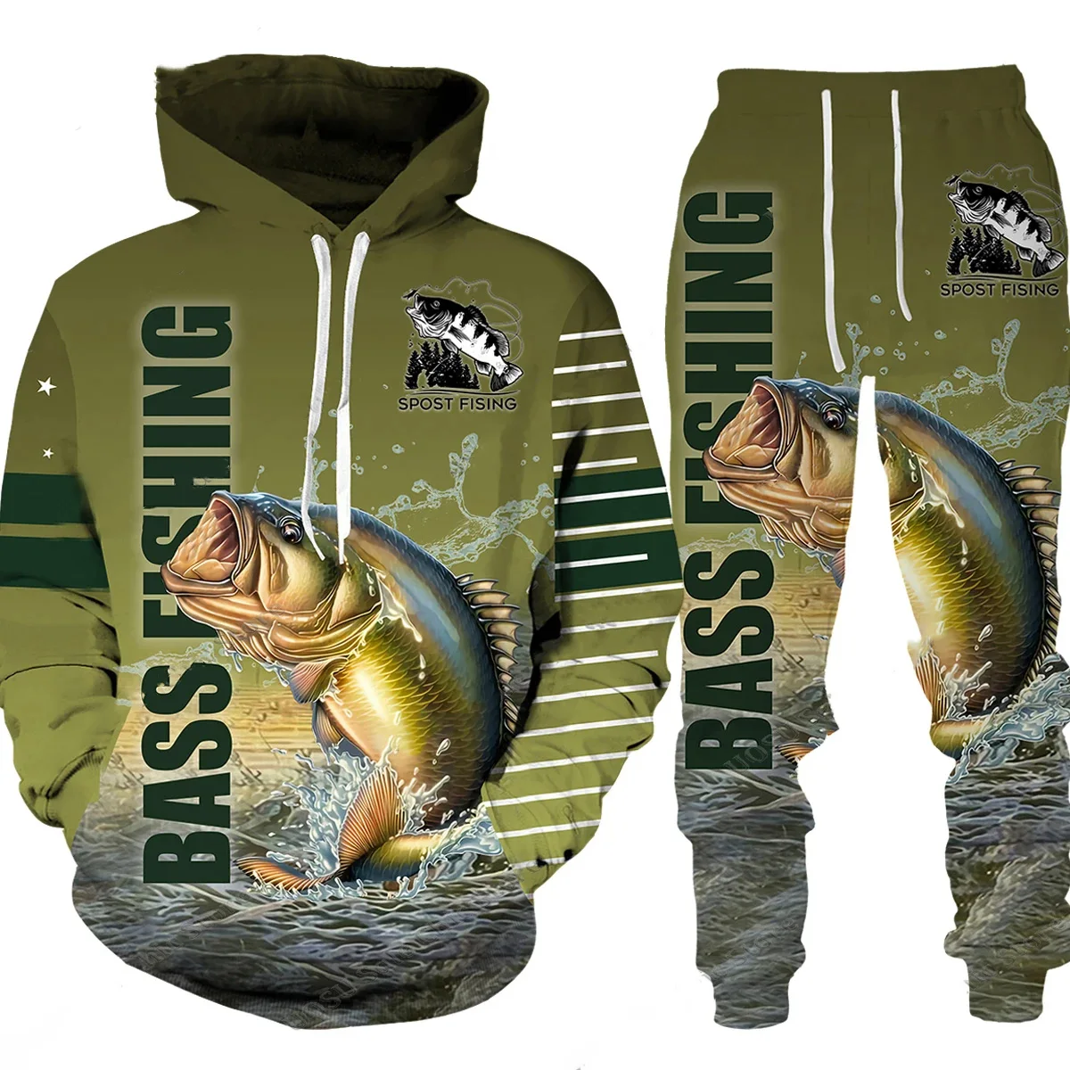 Top Trends: Novelty 3D Fish Printed Men Women Hoodie And Pants 2pcs Sets Camo Fishing Hunting Camping Clothes Fashion Outdoor Sportswear Set Shoppable Styles