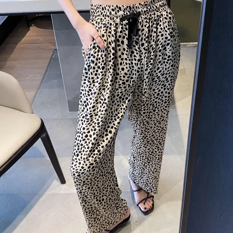 Top Trends: Home Tie-dye Wide-leg Pants Ladies Fashion Trousers New Style 2023 Autumn High Waist Leopard Print Casual Pants Trend Shoppable Styles