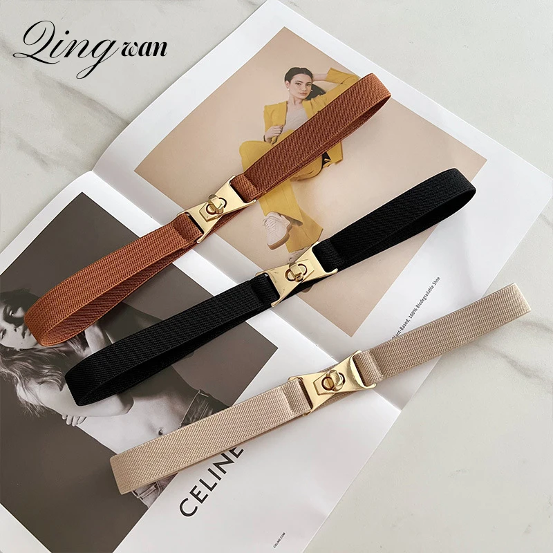 Top Trends: Elastic Elastic Waistband For Women Kpop 2cm Buckle Elastic Thin Belt Dresses Skirts Outerwear Waist Closure Decoration Shoppable Styles