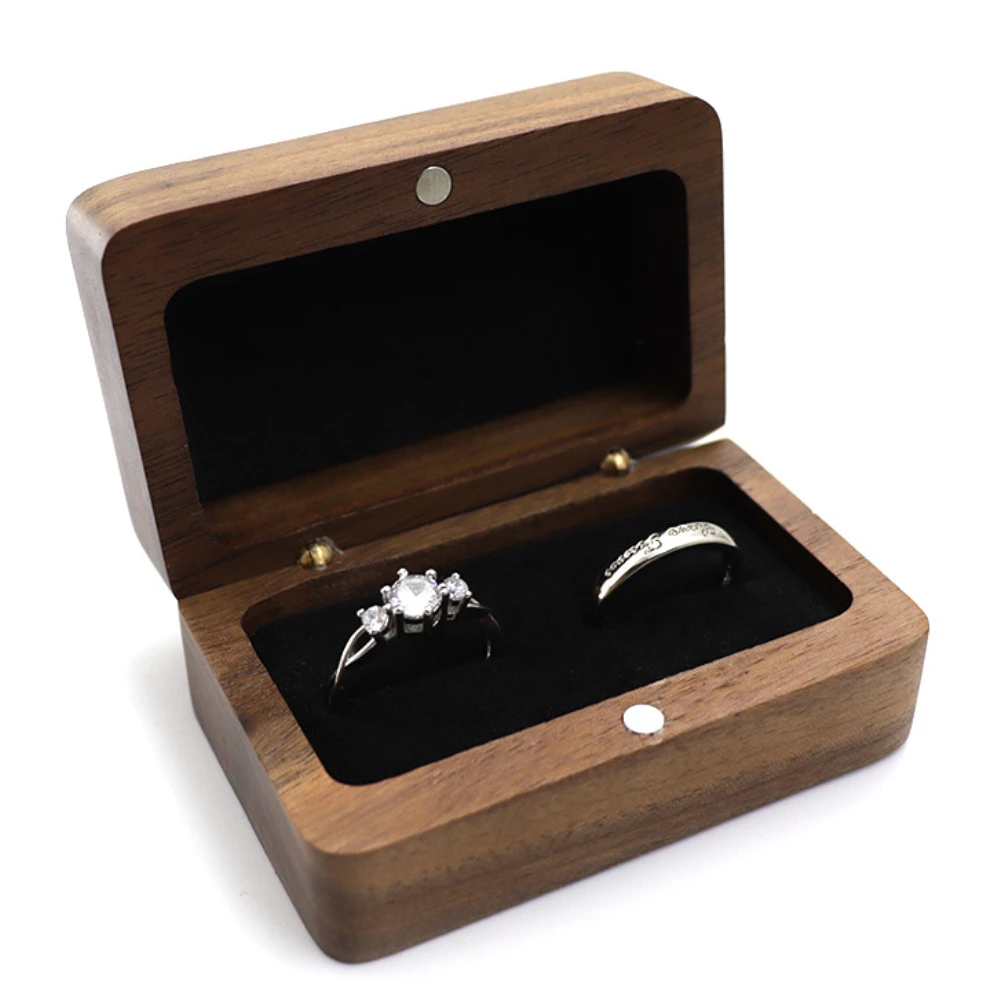 Top Trends: Personalized Wooden Jewelry Box Wedding Walnut Proposal Engagement Ring Holder Packaging Earring Storage Ladies Gift Bead Case Shoppable Styles