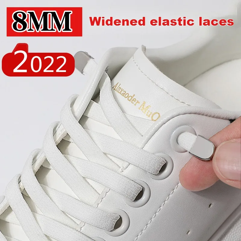 Top Trends: 1Pair No Tie Shoelaces For Shoes New 8MM Flat Elastic Laces Sneakers Kids Adult Quick Shoelace Without Ties Shoe Accessories Shoppable Styles