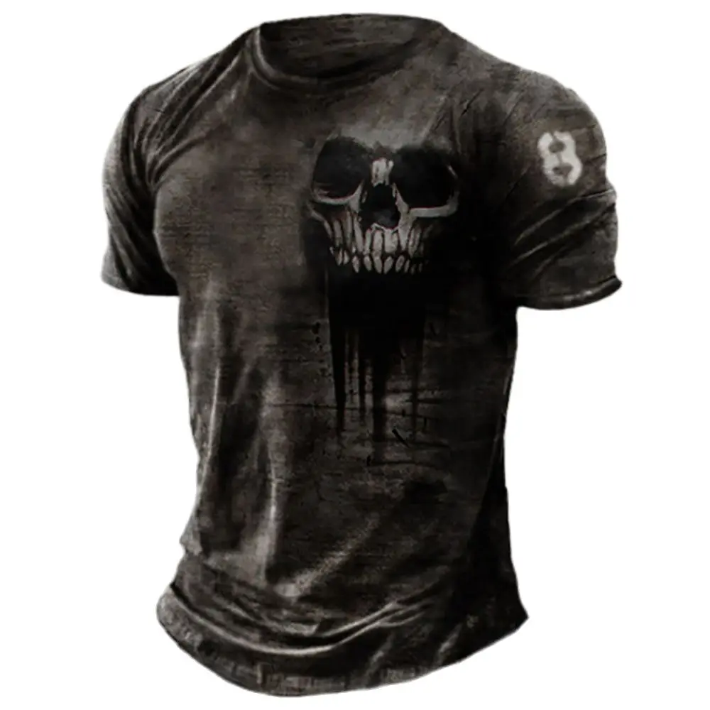 Top Trends: Men&#039;s T-shirts Summer 3d Vintage Horror Skull Hip Hop Rock Streetwear O-neck Short Sleeve Tee Oversized T Shirt Male Clothes Shoppable Styles