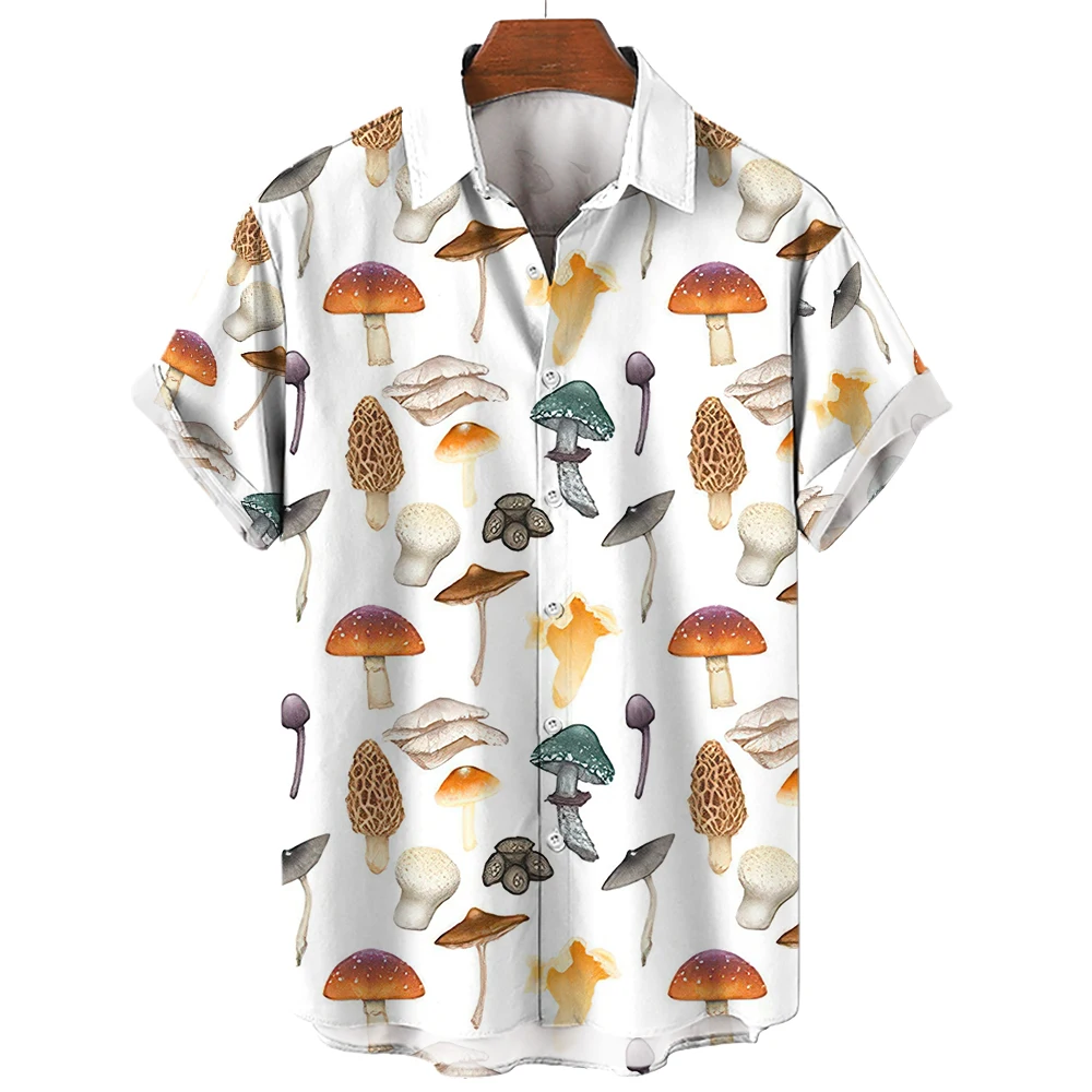 Top Trends: Summer Men's Hawaiian Shirt Lapel Short Sleeve Colorful Element Mushroom Pattern 3D Printing Button Trend Casual Shirts Tops 5XL Shoppable Styles