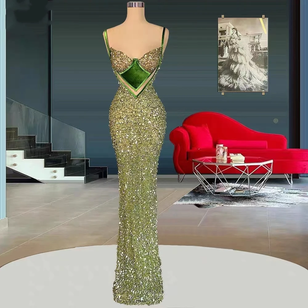 Top Trends: 2023 Sequin Spaghetti Strap Evening Dress Luxury Elegant Beading Sweetheart Formal Occasion Party Dresses Long Women Prom Gown Shoppable Styles