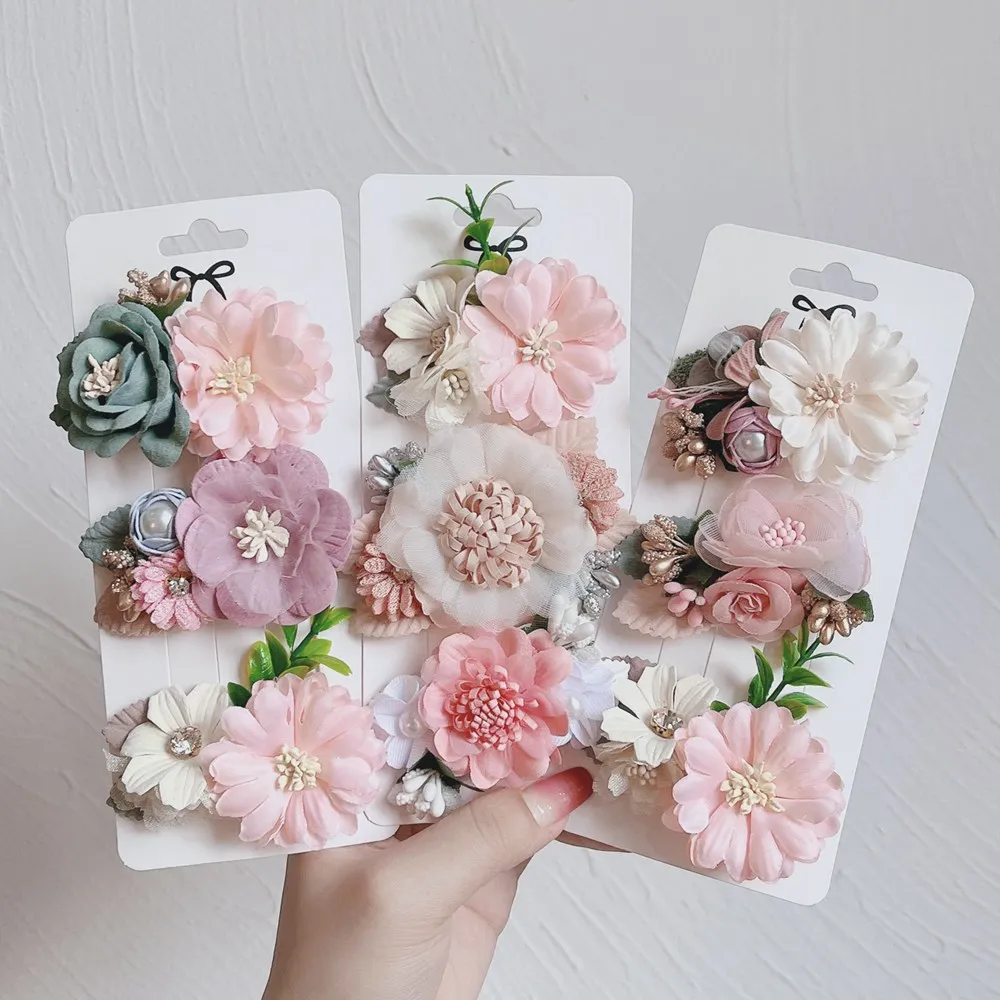 Top Trends: 3Pcs / Set Artificial Flower Hair Clip For Kids Girls Hairpins Cute Pink Flowers Barrettes Hair Decorate Headwear Hair Accessories Shoppable Styles