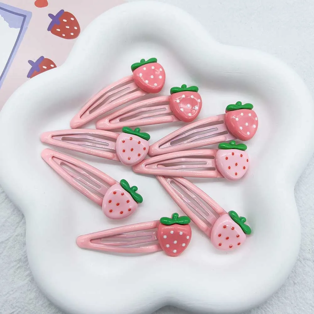 Top Trends: 1 / 2pcs Girls Pink Strawberry Hair Clip Alloy Hairpin Barrettes Bangs Side Clip Non-Slip Fruit BB Snap Clip Hair Accessories Shoppable Styles - Image 4