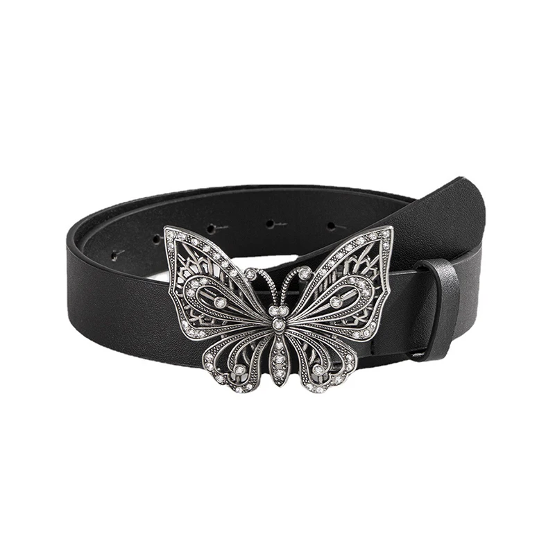 Top Trends: PU Leather Belt Waistband With Butterfly Buckle Black Waist Bands Fashion Cool Thin Belts For Women Luxury For Women Girl Friend Shoppable Styles