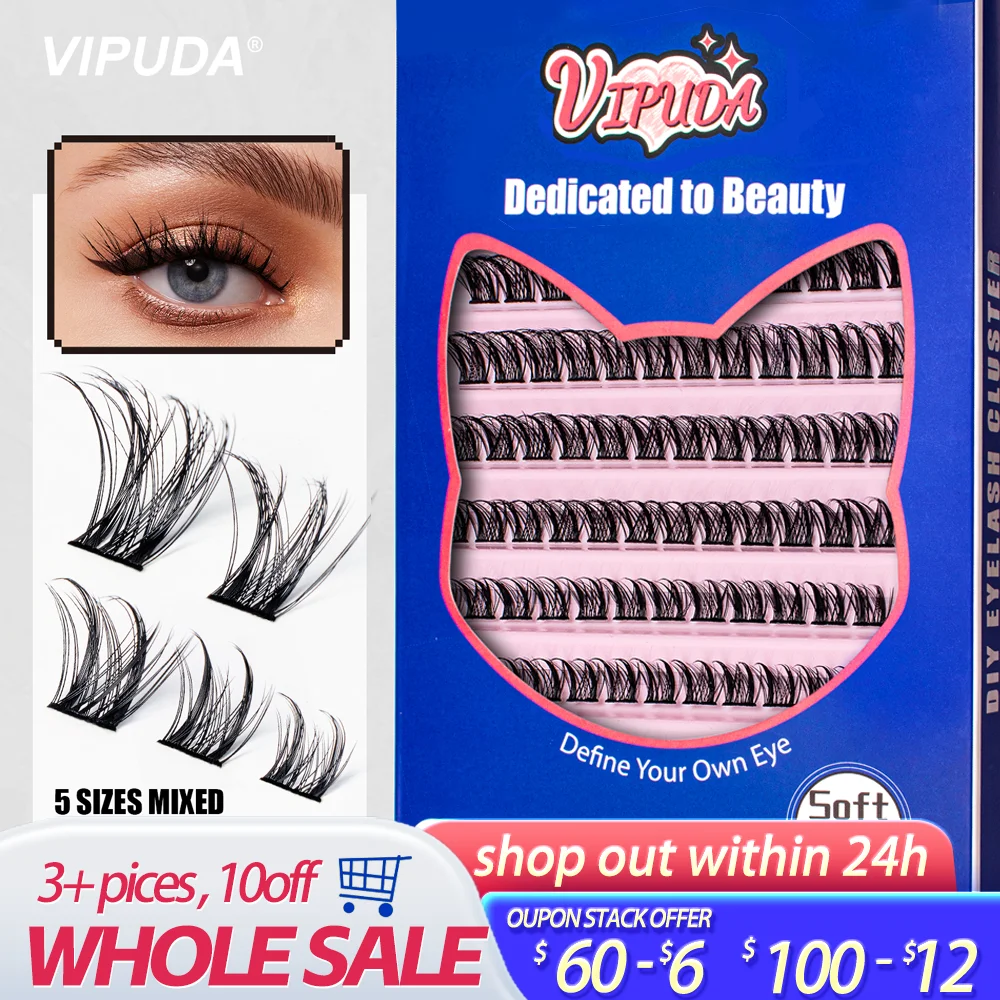 Top Trends: VIPUD Individual Lashes 10 Rows 9-11mm Mix Cluster Lashes 120 Pcs Volume Faux Mink Eyelash Extension Cilios Eyelash Supplies Shoppable Styles