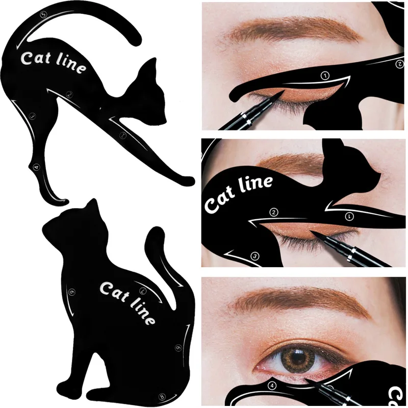 Top Trends: Eye Makeup Tool Eye Template Shaper Model Easy To Make Up Cat Line Stencils Eyeliner Card Cat Line Eyeliner Stencils Black Pro Shoppable Styles