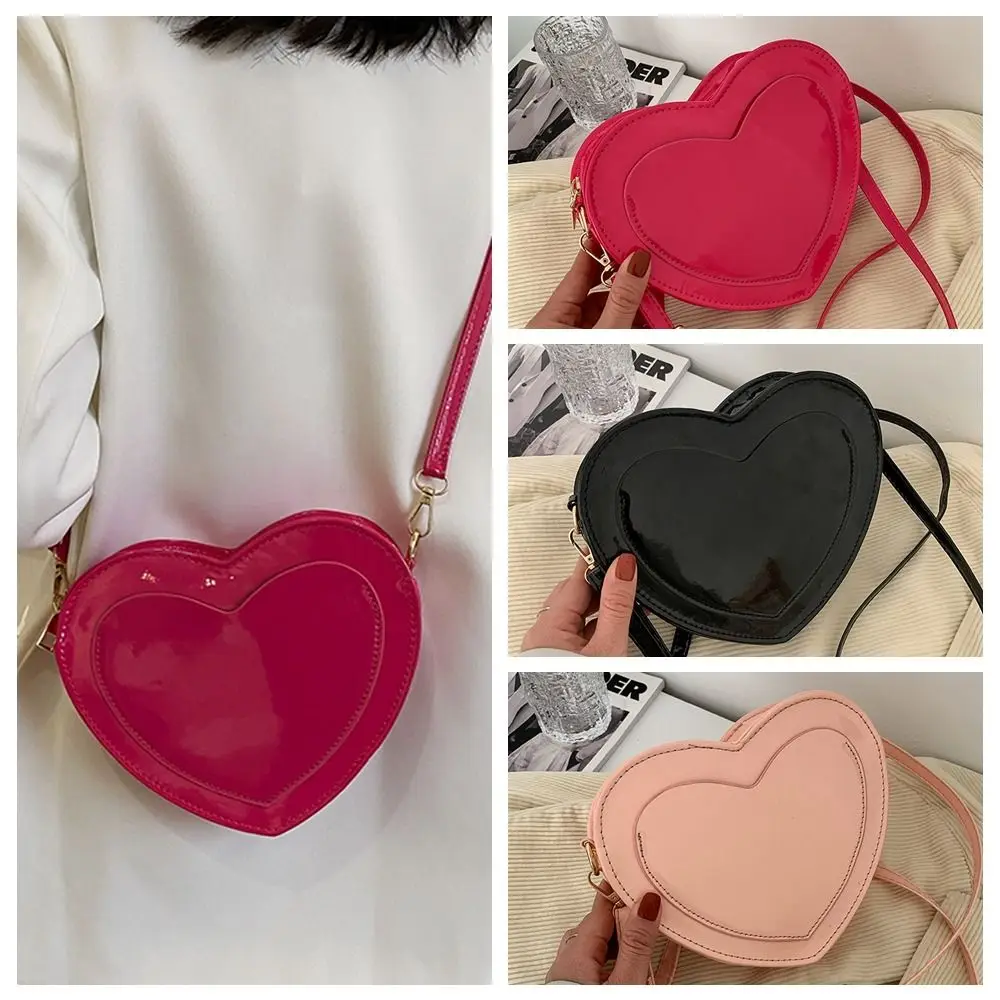 Top Trends: Cute Love Heart Shaped Crossbody Bag Coin Purses Pink PU Leather Handbags Trendy Fashion Simple Shoulder Bags For Women Girl Shoppable Styles