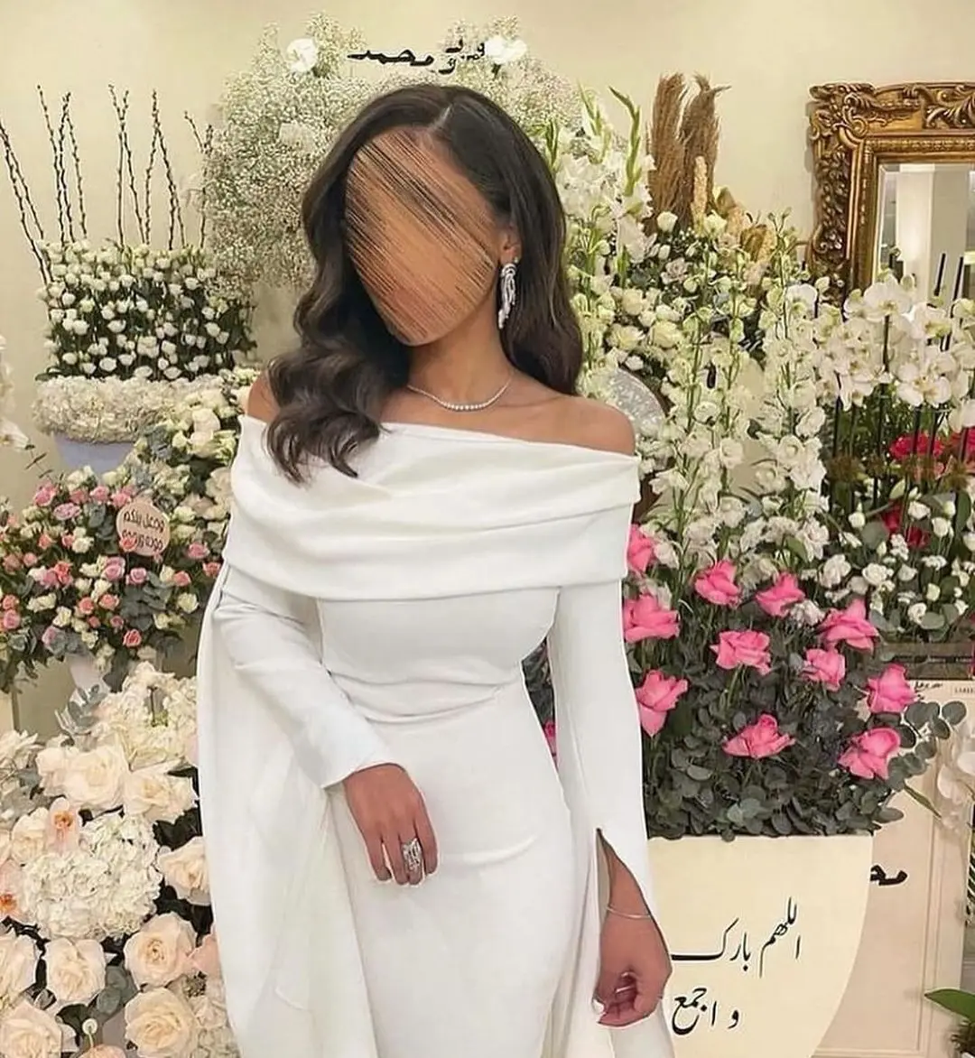 Top Trends: White Mermaid Dress Woman Long Sleeves Evening Dresses Off Shoulder Party Dress Gala Saudi Arabia Formal Occasion Dresses 2023 Shoppable Styles