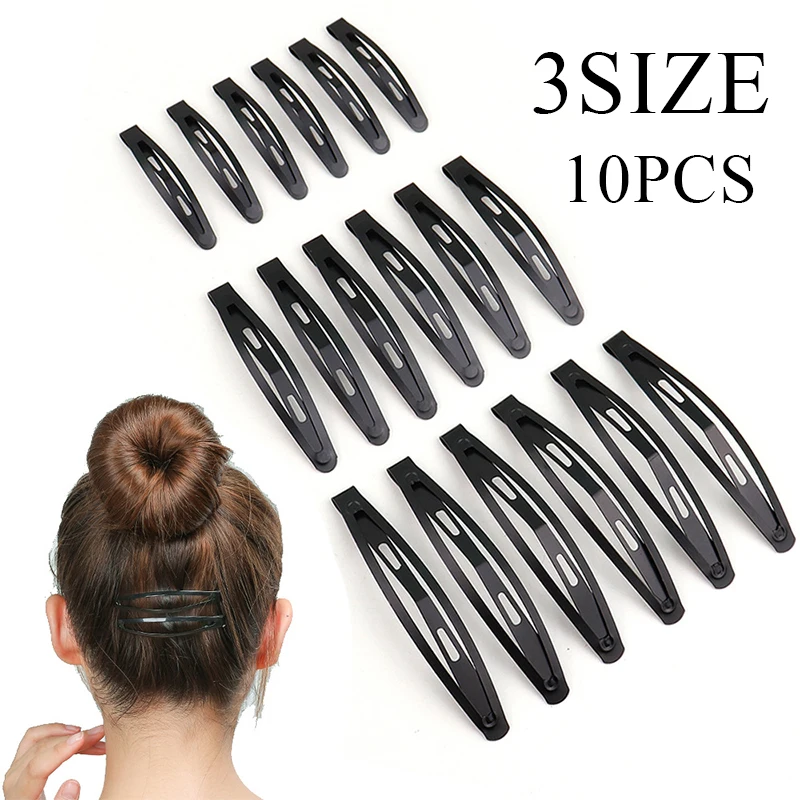 Top Trends: 10Pcs / set Alloy BB Hair Clip Pea Clip Water Drop Barrettes Black Snap Hair Clips Metal Frosted Hairpins Simple Hair Accessories Shoppable Styles