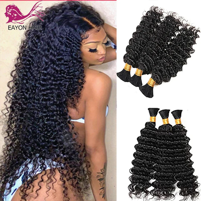 Top Trends: Malaysian Deep Wave Human Hair Bulk For Braiding No Weft Remy Human Hair Bulk 1 / 3 Bundles Braiding Hair Extension Natural Color Shoppable Styles