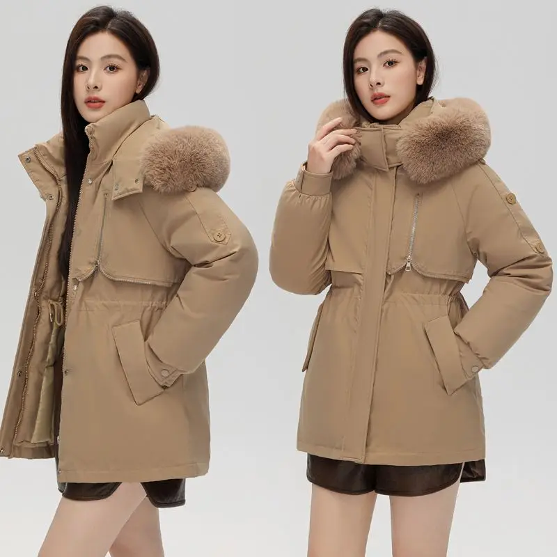 Top Trends: Korean Woman Cotton-padded Coat Pie To Overcome 2023 New Loose Down Padded Winter Coat With Large Fur Collar Medium Long Coat Shoppable Styles