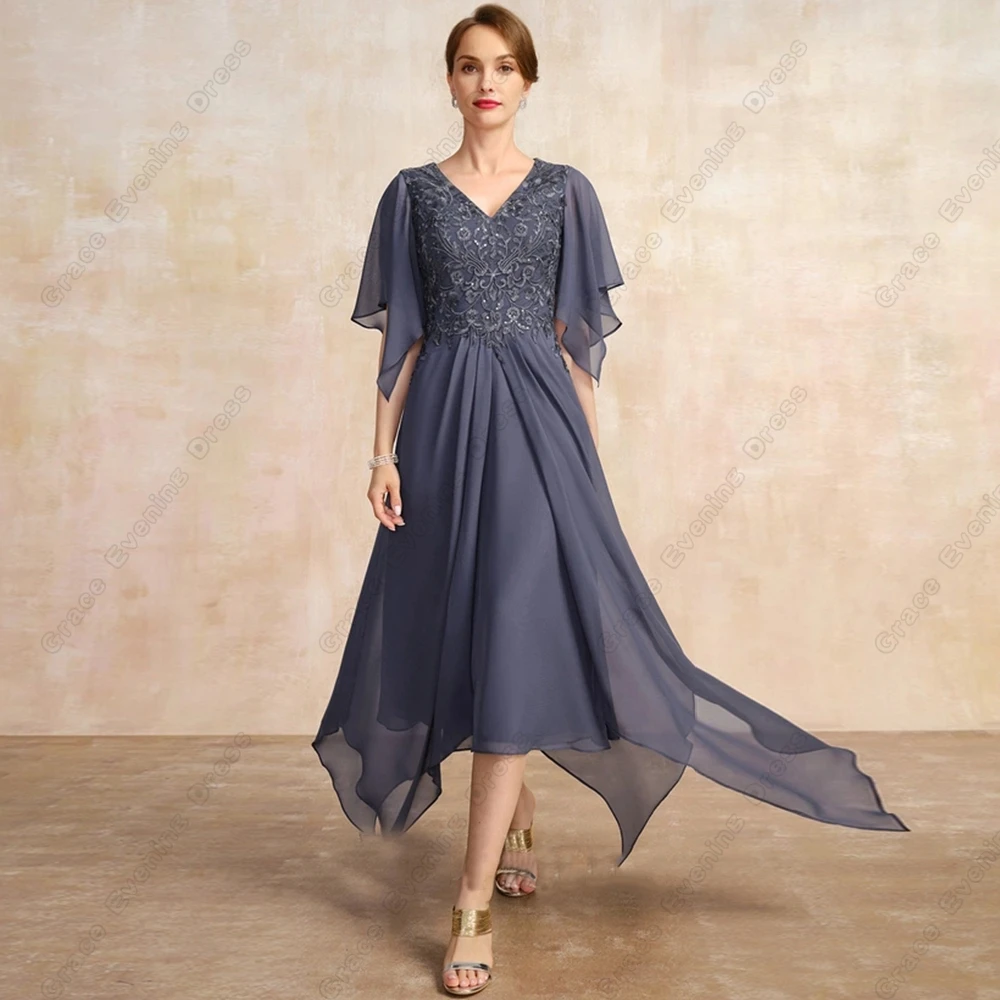 Top Trends: Strapless Mother Of Bride Dresses For Women Half Sleeve Chiffon Beach Wedding Party Dresses With Lace 2023 Vestidos De Noche Shoppable Styles