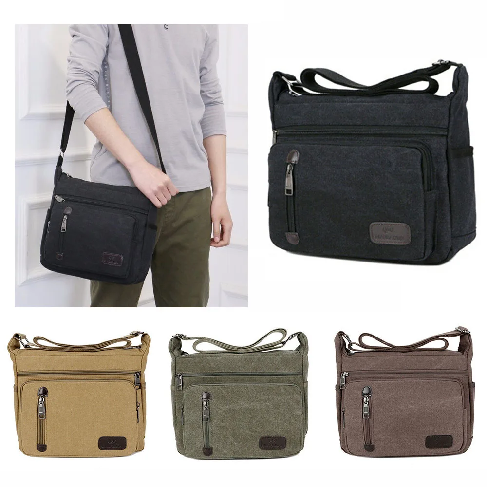 Top Trends: 2022 Retro Washed Canvas Shoulder Messenger Zipper Bag Crossbody Single Back Men Women Student Fashion Travel Canvas Bags Shoppable Styles