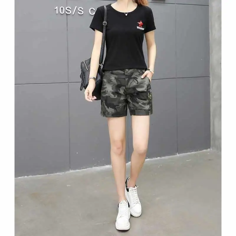 Top Trends: Streetwear Fashion Women Camouflage Shorts Korean Summer New Bottoms Vintage High Waist Big Size Slim Straight Casual Hot Pants Shoppable Styles - Image 5