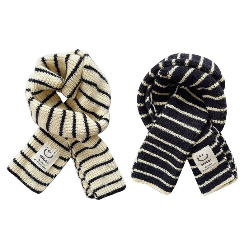 Top Trends: Warm Knitted Winter Scarf Kids Scarf With Stripe Pattern Wools For Boys Girls Shoppable Styles