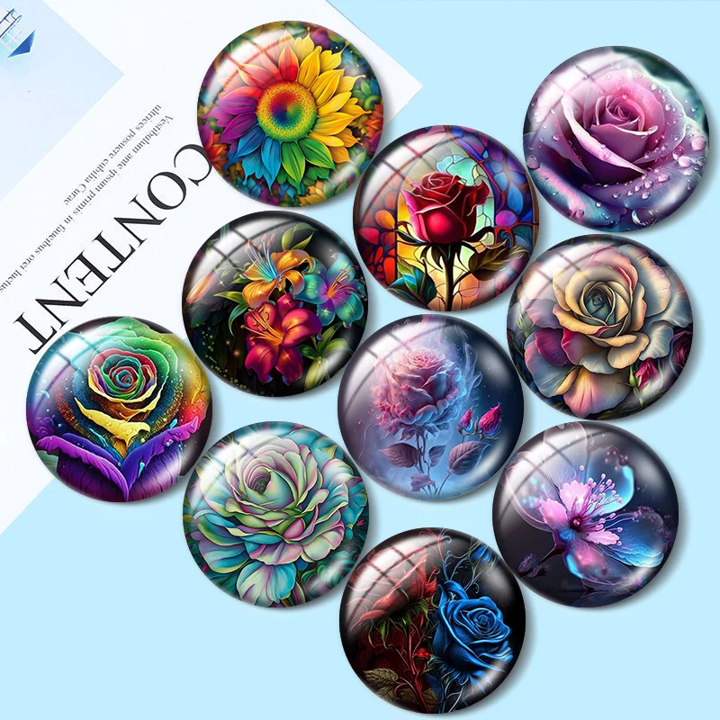 Top Trends: Beauty Colorful Flower 12mm / 18mm / 20mm / 25mm Round Photo Glass Cabochon Demo Flat Back Making Findings Shoppable Styles