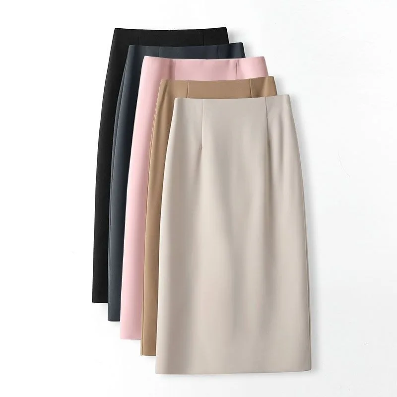 Top Trends: Office Lady Fashion Slim Solid Skirt Koreon Clothing Spring Summer Streetwear New High Waist Elegant Straight Midi Casual Skirts Shoppable Styles