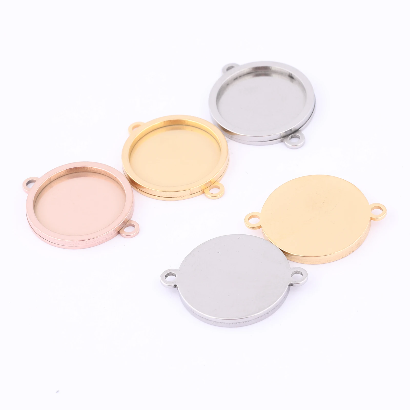 Top Trends: 10pcs Gold Plated Fit 16mm 18mm 20mm Cabochon Connector Base Setting Trays Diy Bracelet Necklace Bezel Blanks For Jewelry Making Shoppable Styles