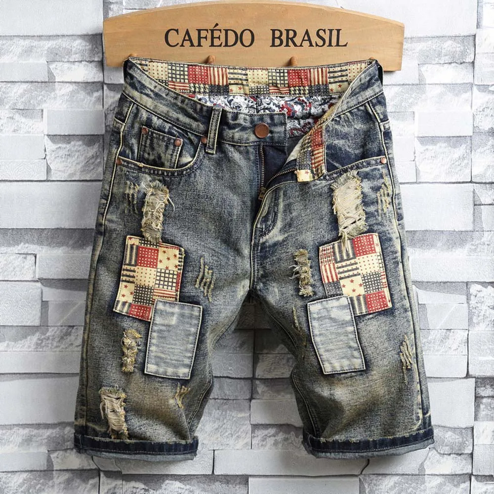 Top Trends: Y2k Men's Ripped Short Jeans Summer Streetwear Big Hole Fashion Casual Vintage Slim Beach Denim Shorts Men Brand Clothes 2023 Shoppable Styles